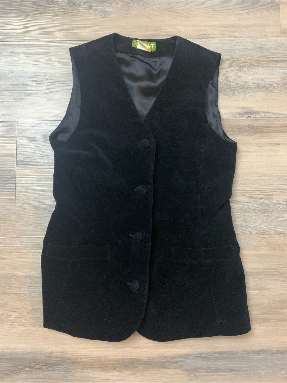 Vintage Esprit Black Velvet Button-Front Women's Vest